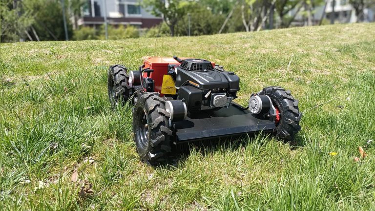 China made remote control crawler lawn mower for sale, chinese best RC robot mower for slopes