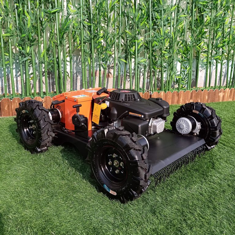 wireless radio control mower for sale, chinese best remotely controlled lawn cutting machine